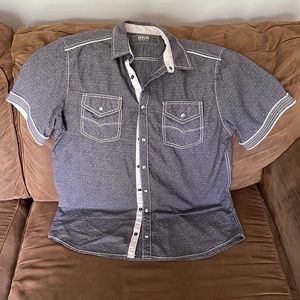 Mens BKE Standard fit short sleeve button down - L